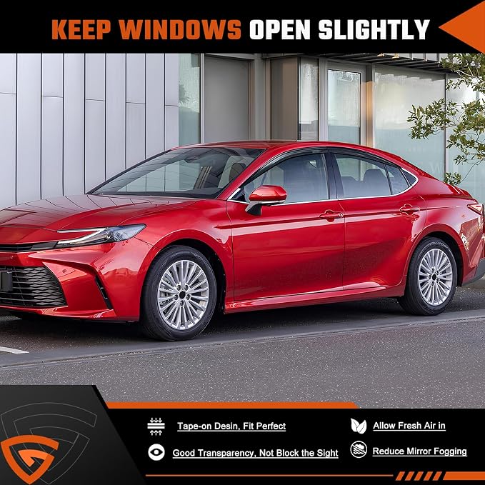 Rain Guards Fit for Toyota Camry 2025 2026 LE SE XLE XSE Out Channel Extra Durable Side Shatterproof 2025-2026 Camry Side Window Wind Deflectors & Visors Black 4 PCS