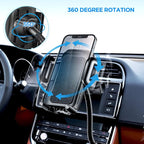 3-in-1 Cigarette Lighter Car Mount + Voltage Detector (Not for Center Console & Window), Dual USB 3.1A Charger with Adjust Gooseneck & 360° Rotating Car Mount Cradle for 1.7-3.7inch Width Phones