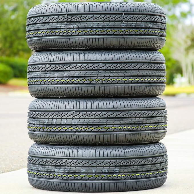 Set of 4 (FOUR) Eco Plush All-Season Passenger Car Touring Radial Tires-195/65R15 195/65/15 195/65-15 91H Load Range SL 4-Ply BSW Black Side Wall UTQG 400AA