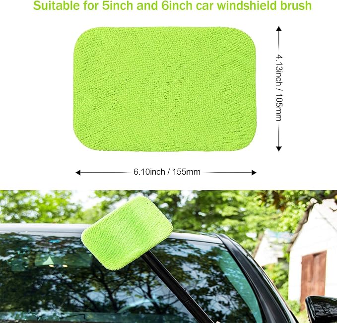 XINDELL Glass Cleaning Combo – 22" Portable Window Cleaner Tool with Ergonomic Handle & Microfiber Pad + 5-Pack Replacement Square Pads for Car Interior/Exterior Glass & Home Windows, Streak-Free Clea