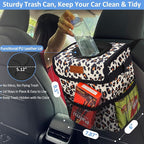 Car Trash Can Bin for Back Seat Leak Proof, Cute Car Trash Bag Hanging, Vehicle Trash Can for SUV Truck Van, Automotive Garbage Cans Front Seat Leopard Print, 2 Gallons