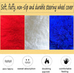 Fluffy Steering Wheel Cover for Women Fuzzy Steering Wheel Cover Winter Warm Faux Wool Plush Car Wheel Cover Furry Steering Wheel Protector Universal Fit 15 Inch (White)