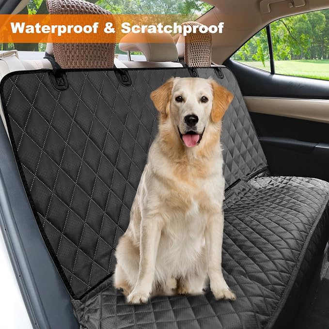 Waterproof Scratchproof Pet Bench Seat Covers for Cars, SUVs, Nonslip Durable Back Seat Cover for Dogs, 600D Oxford Fabric, Machine Washable
