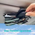 2 Pieces Sunglass Holder for Car Visor Clip, Magnetic Leather Eyeglass Hanger Clip for Car, Square Car Visor Accessories (Black)