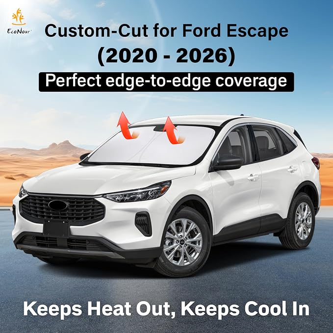 Windshield Sunshade for Ford Escape 2020-2024 2025 2026, Sun Visor for Front Windshield & Window Sun Shade Cover, UV Heat Blocker & Protector, Car Accessories