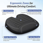 Wedge Car Seat Cushion for Tailbone Pain Relief & Better Visibility | Ergonomic Memory Foam Seat Cushion for Car with Breathable Channel Design, Fits Car, SUV, Truck, Non-Slip Mesh Cover