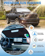 Sun Shade for Ram Windshield Sunshade for 2011-2018 Dodge Ram 1500 2Dr RegularCab, 4Dr QuadCab, CrewCab MegaCab Accessorie Front Window Cover Suncreen Shield Sun Visor Protector Keep Interior Cool