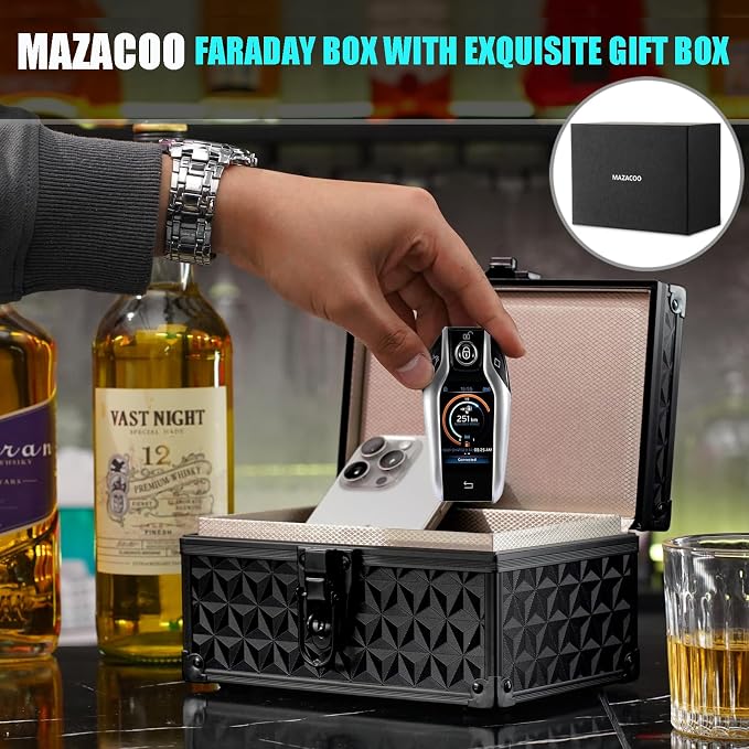 Faraday Signal Blocking Box for Car Keys, Carbon Fiber Black | Faraday Box for Car Keys, RFID Signal Blocking Box, Anti-Theft Shielding Cage, Large