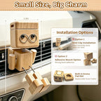 2-in-1 Wood Car Air Diffuser - Shaking Wooden Man Figurine, Wooden Car Dashboard Decorations, Shaking Feet Wooden Doll with Car Vent Clips, Funny Car Accessories Interior Gift