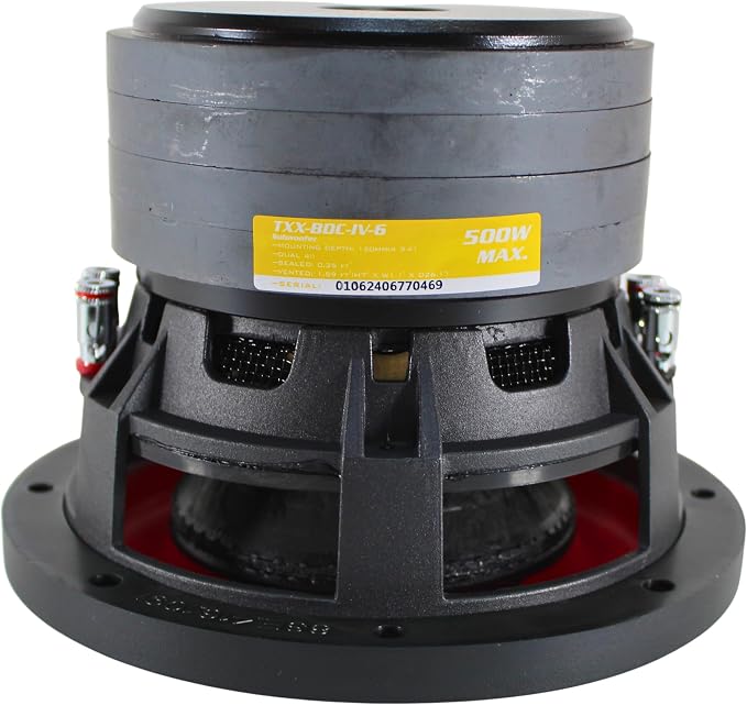 6" Quad Stack Composite Cone Subwoofer (TXX-BDC-IV-6), Superior Performance, 500W, 2.5" BASV Voice Coil, 4 Magnets, Non-Press Paper Cone, Aluminum Basket, Multi-Connect, 2 x 4 Ohm