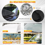 Car Windshield Snow Ice Cover, Laser Titanium Silver Windshield Snow Ice Cover with Magnetic Edges Used for Snow Protection, Rain and Sun, Fits for Most Cars, SUV(63"x47")