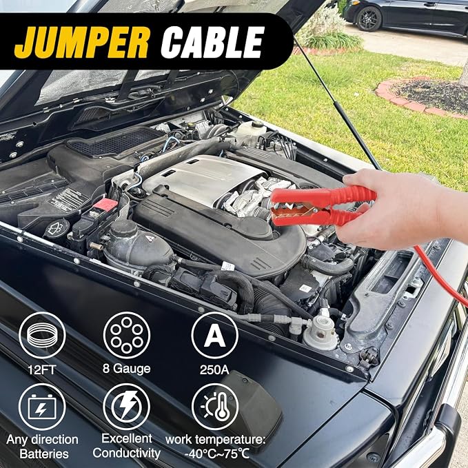 Car Emergency Kit with Jumper Cable, First Aid Kit Safety Assistance Tools for Travel Camping Outdoor Cars Truck SUV RV, Roadside Essentials with Flash Light
