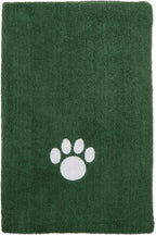 Pet Grooming Towel Collection Absorbent Microfiber X-Large, 41x23.5", Embroidered Hunter Green