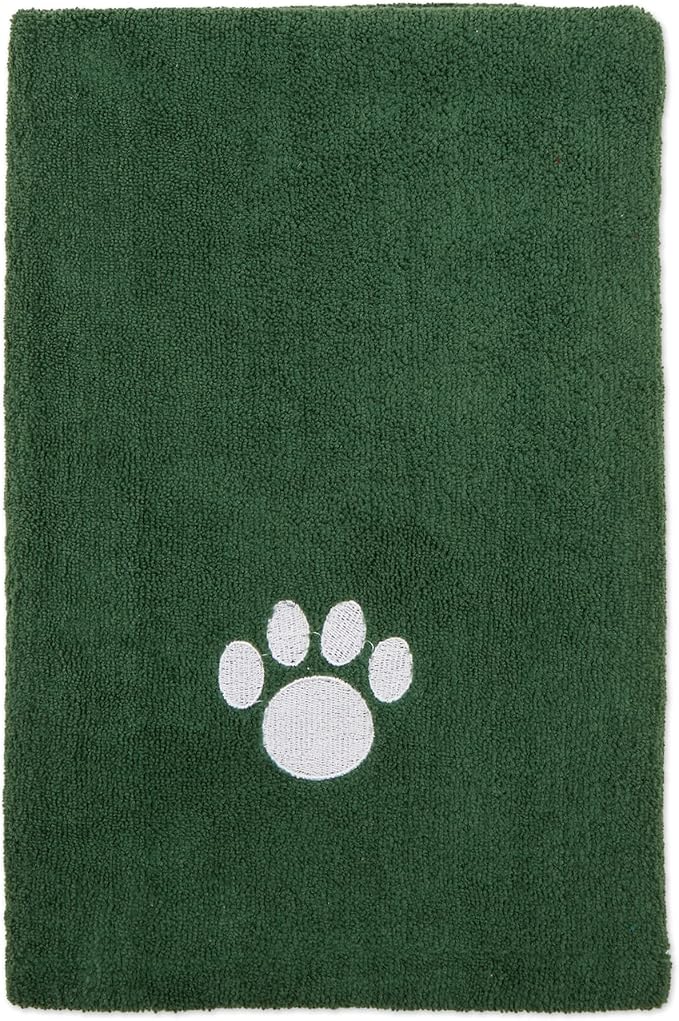 Pet Grooming Towel Collection Absorbent Microfiber X-Large, 41x23.5", Embroidered Hunter Green