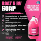 Boat & RV Soap, Highly Concentrated and Biodegradable, 1 Gallon | Concentrated biodegradable wash soap cleans boats and RVs without stripping wax; bucket or foam nozzle ready