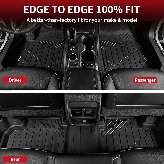 Floor Mats for Cadillac XT4 2019-2025, All Weather TPE Custom Fit Automotive Floor Mats for Cars, 1st and 2nd Row Car Floor Mats Full Set for Cadillac XT4 Accessories, 3 PCS, Black