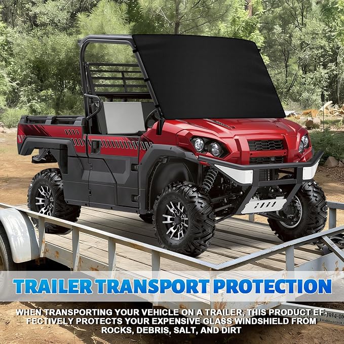 600D UTV Windshield Snow Cover Compatible with Kawasaki Mule Pro FXT/FX/DX/DXT 2015-2026 Full Size, Transport Windshield Protector for Ice and Snow
