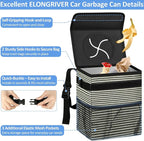 Car Trash Can Bin for Back Seat Leak Proof, Cute Car Trash Bag Hanging, Vehicle Trash Can for SUV Truck Van, Automotive Garbage Cans Front Seat Stripe