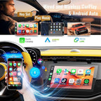 10.1 Inch Double Din Android Car Stereo with Wireless Apple CarPlay & Android Auto - 2GB RAM 64GB ROM, IPS Touchscreen, GPS Navigation, Bluetooth, Supports 720P AHD Backup Camera