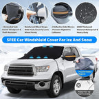 Windshield Cover for Ice and Snow,Heavy-Duty 600D Waterproof Windshield Snow Cover With 2 Mirror Covers, All-Weather Magnetic Frost Guard Winter Car Snow Cover Fit Car, Truck, Suv,Van (77" X 47")