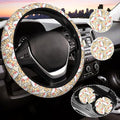 Corgi Steering Wheel Cover for Women, Steering Wheel Covers with Anti-Slip Lining, Universal 14.5-15 inchs Car Interior Accessories with 2PCS Car Coasters Suitable for Men and Women