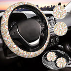 Corgi Steering Wheel Cover for Women, Steering Wheel Covers with Anti-Slip Lining, Universal 14.5-15 inchs Car Interior Accessories with 2PCS Car Coasters Suitable for Men and Women