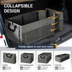 Trunk Organizer for Car, 12 Pockets Sturdy Car Organizer for SUV, Non-Slip Bottom, Folded Trunk Storage Organizer for Sedans, Van, Jeep, Grocery, Large 3 Compartments, Dark Gray 32"×13"×10"