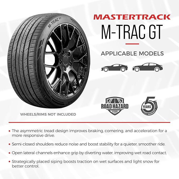 M-TRAC GT Ultra High-Performance All-Season Tire Set (2 Tires) 305/35ZR24 112W XL | 5-Year Warranty+3 Year Road Hazard Protection+Dual Tread Design for Sports Cars[TIRE ONLY] UTQG 460 A A