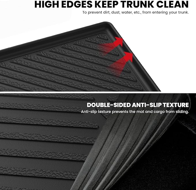Trunk Mat with Backrest Mat 2015-2020 for Chevrolet Chevy Suburban/GMC Yukon XL(Not Fit Yukon)/Cadillac Escalade ESV(Only Escalade ESV, Not Fit Escalade), All Weather TPE Mat