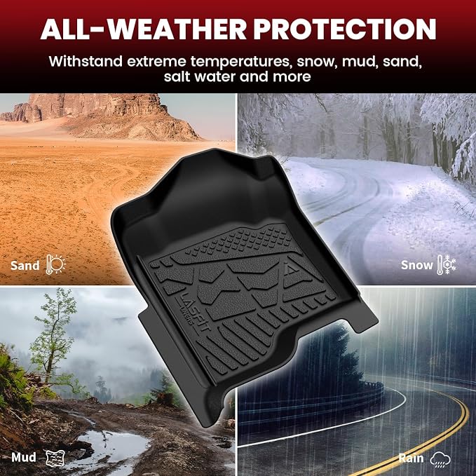 Floor Mats 2007-2013 for Chevy Silverado/GMC Sierra 1500, 2007-2014 2500 HD 3500 HD, Gasoline only, Crew Cab, 1st Row Bucket Seat, All Weather TPE Custom Fit Car Floor Mats (2007 Only New Body)