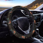 Steering Wheel Cover Vintage Horse Hibiscus Flower Pattern Full Surround Auto Steering Wheel Protector with a Diameter of 15" Steering Wheels Accessories for Car SUV Van Truck