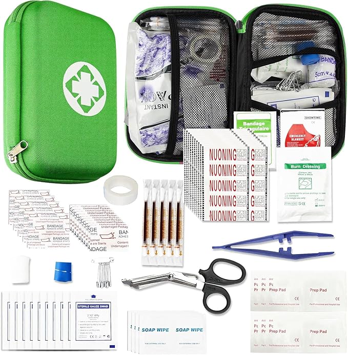 276 Car First Aid Kit for Business, Portable First Aid Kits Travel Szie Emergency Essentials Supplies for Outdoor Activities Skating Boating, Green