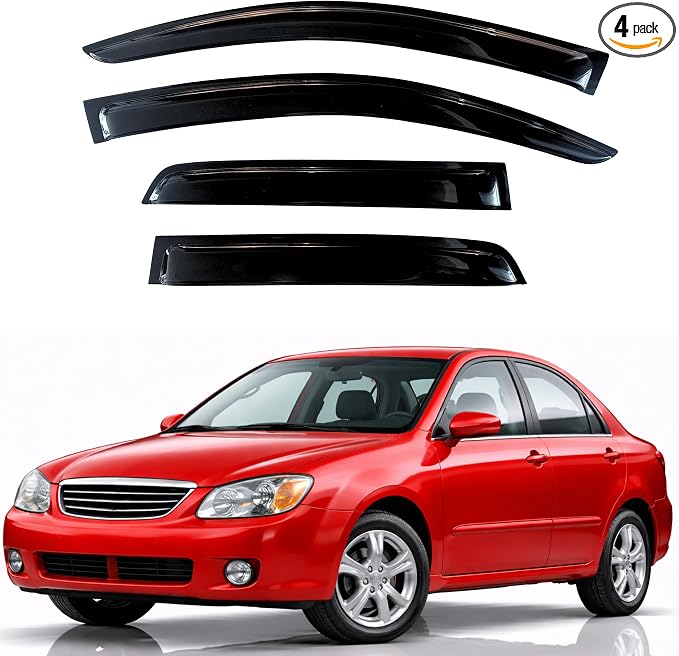 KPY Rain Guards Fit for 2001-2004 Kia Spectra, Out-Channel Window Visors Vent Wind Deflectors 4PC, Car Accessories for 01-04 Spectra