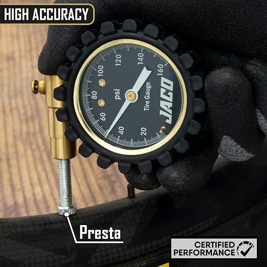 JACO RDX-160 Presta Tire Pressure Gauge for Bikes (10-160 PSI) | Road Bike & BMX Series