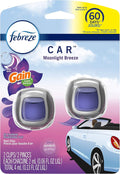 Car Odor-Eliminating Air Freshener Vent Clip with Gain Scent, Moonlight Breeze, 2 count