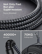 AINOPE USB to USB C Cable [2-Pack, 6.6ft] 3.1A Fast Charger Type C Right Angle, Resistant Nylon Braided C Type Charging Cable Compatible with Galaxy S10 S9 Plus S21, Note 10 9 LG, Type C Charger