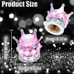 4PCS Crown Bling Tire Stem Valve Caps, Crystal Diamond Car Wheel Tire Valve Caps Universal Copper Core Stem Covers for Cars, SUV, Trucks, Bikes, Motorcycles, Bicycles (Silver & Pink)
