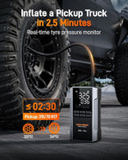 MV16A 3000A Jump Starter with Air Compressor, 59.2Wh&160PSI Portable Car Battery Jump Starter with 65W Fast Charging, 12V Battery Pack (8L Gas 6L Diesel) with Boost, Light and Jumper Cables
