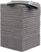 Grey Microfiber Cleaning Cloth, 24 Pack Cleaning Towels for Kitchen, Lint Free, Scratch-Free, Highly Absorbent, and Reusable Cleaning Rags for House, Window and Glass, Cars, 11.5 X11.5 inch