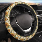 Sunflower Leopard Print Steering Wheel Cover, 15 Inch Universal Fit Neoprene Car Protector, Anti-Slip & Durable Auto Interior Accessory for Men and Women
