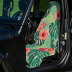 2 Pack Car Seat Towel Covers, Sweat-Proof Microfiber Seat Protectors for Gym, Running, Beach & Workout, Breathable Quick-Dry, Machine Washable, Green Tropical Floral Print, Universal Fit