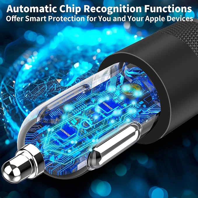 【Apple MFi Certified】iPhone 17 Car Charger Fast Charging, Caiinei 4.8A USB Power Cigarette Lighter USB C Car Charger + 6FT Type C Coiled Cord for iPhone 17/17 Air/17 Pro Max/16/15/Galaxy S25/S24/Pixel
