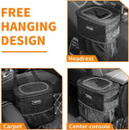 3 Gallons Car Trash Can, Ultra Large Capacity Organizer and Storage with Adjustable Straps & Magnetic Snaps, Waterproof Car Accessory for Interior Car Stuff Storage, Black