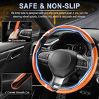 3pcs Carbon Fiber Anti-Skid Steering Wheel Cover, Waterproof & Segmented Butterfly Design, Universal 99% Vehicle Wheel Cover Protector, Car Interior Accessories (Orange-3pcs)