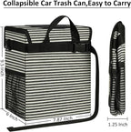 Car Trash Can for Car with Lid, Car Organizer Can Trash Bag Hanging Leak Proof Vehicle Trash Can (Stripe Print, 2 Gallons)