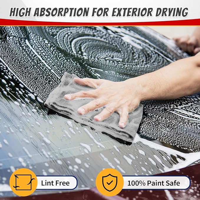 Microfiber Cleaning Cloth, Shop Towels Bulk, 24 Pack Grey Microfiber Towels for Cars, All-Purpose Absorbent Cleaning Rags, Dust Cloth for Automotive, Mechanic, Garage, Bar, 12 x 11 inch