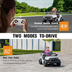 12V Ride on Toys with Parent Remote Control, Toddler Electric Car with Spring Suspension, LED Lights & Music Player - Safe Battery Car for Kids, Easy to Assemble, White