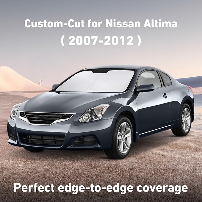 Windshield Sunshade Compatible for Nissan Altima 2007-2010 2011 2012, Sun Visor for Front Windshield & Window Sun Shade Cover, UV Heat Blocker & Protector, Car Accessories