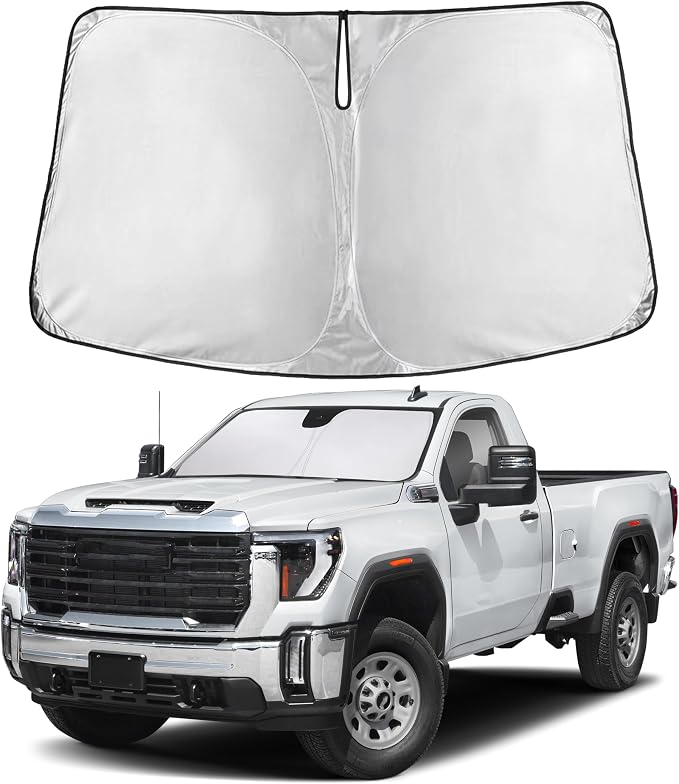 Windshield Sunshade Compatible for GMC Sierra 1500 2500 3500 2019-2024 2025 2026, Sun Visor for Front Window Sun Shade Cover, UV Heat Blocker & Protector, Car Accessories