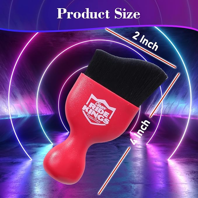 Car Interior Detailing Brush - Red | Sweeps dust from auto dashboard, door panels & buttons. Soft bristles with cover. Ideal vehicle cleaning supply gift.